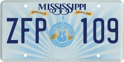 MS license plate ZFP109