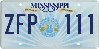MS license plate ZFP111