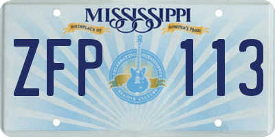 MS license plate ZFP113