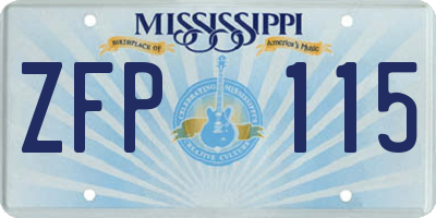 MS license plate ZFP115