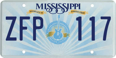 MS license plate ZFP117