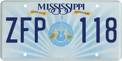 MS license plate ZFP118