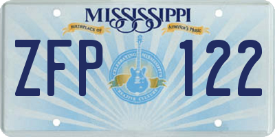 MS license plate ZFP122