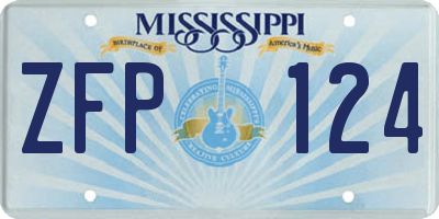 MS license plate ZFP124