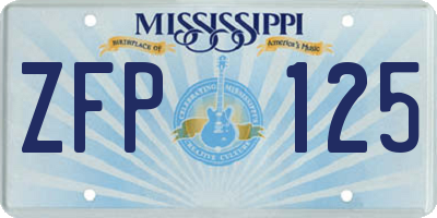 MS license plate ZFP125