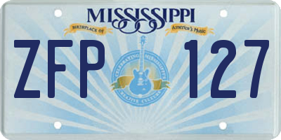 MS license plate ZFP127