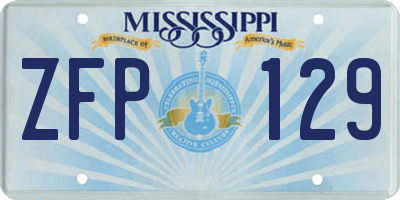 MS license plate ZFP129