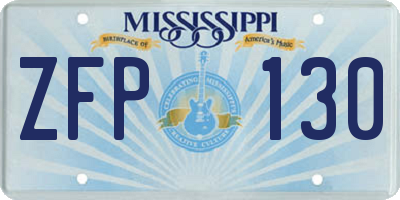 MS license plate ZFP130