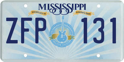 MS license plate ZFP131