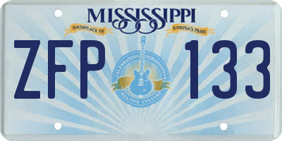 MS license plate ZFP133