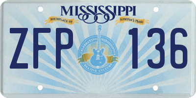 MS license plate ZFP136