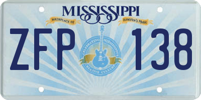 MS license plate ZFP138