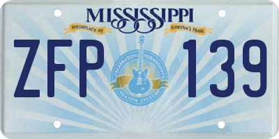 MS license plate ZFP139