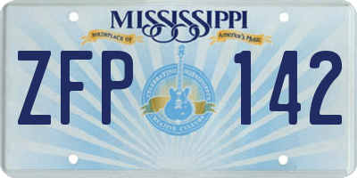 MS license plate ZFP142