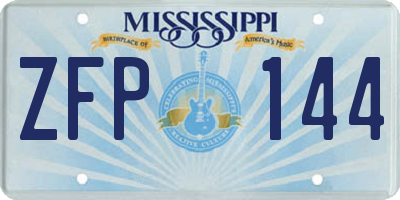 MS license plate ZFP144
