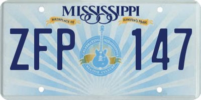 MS license plate ZFP147