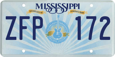 MS license plate ZFP172