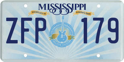 MS license plate ZFP179