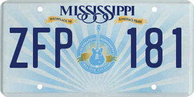 MS license plate ZFP181