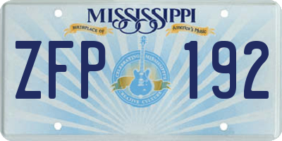MS license plate ZFP192