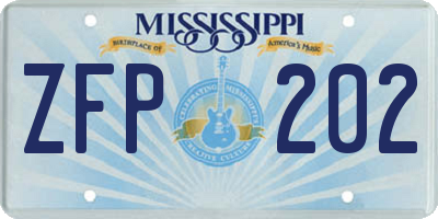 MS license plate ZFP202