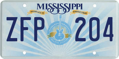 MS license plate ZFP204