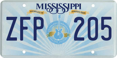 MS license plate ZFP205