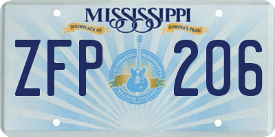 MS license plate ZFP206