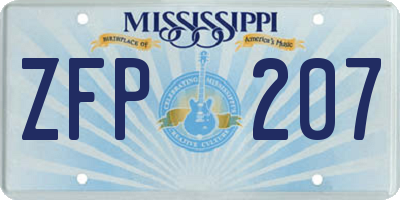 MS license plate ZFP207