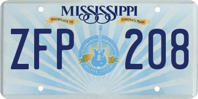 MS license plate ZFP208