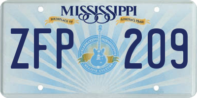 MS license plate ZFP209