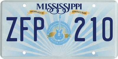 MS license plate ZFP210