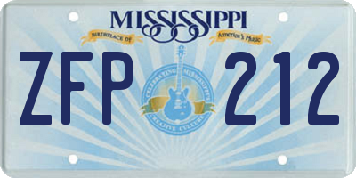 MS license plate ZFP212