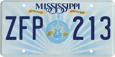MS license plate ZFP213