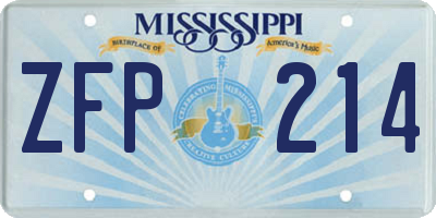 MS license plate ZFP214