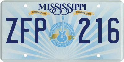 MS license plate ZFP216