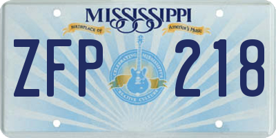 MS license plate ZFP218