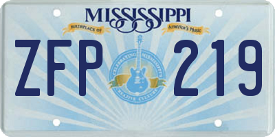 MS license plate ZFP219
