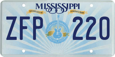 MS license plate ZFP220
