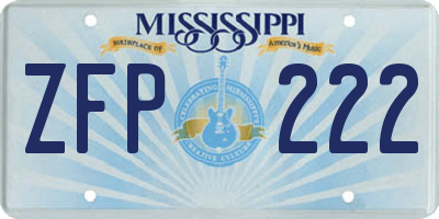 MS license plate ZFP222