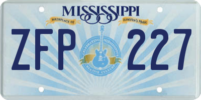 MS license plate ZFP227