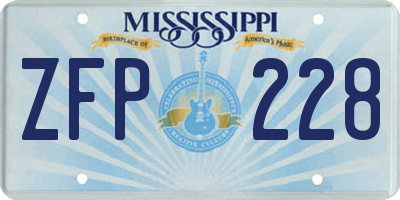 MS license plate ZFP228