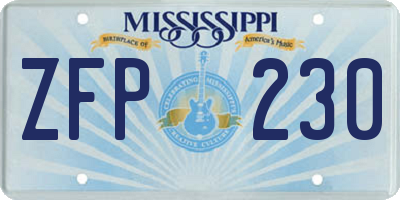 MS license plate ZFP230