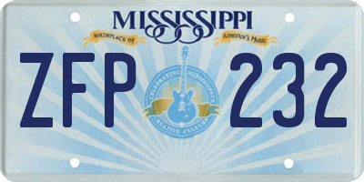 MS license plate ZFP232