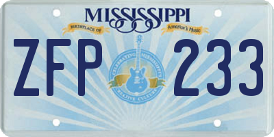 MS license plate ZFP233
