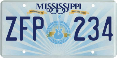 MS license plate ZFP234