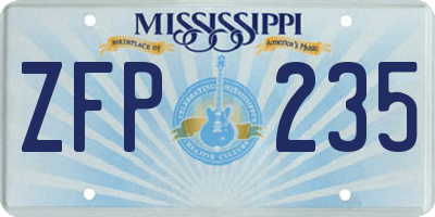 MS license plate ZFP235