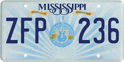 MS license plate ZFP236
