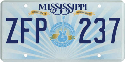 MS license plate ZFP237
