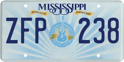 MS license plate ZFP238